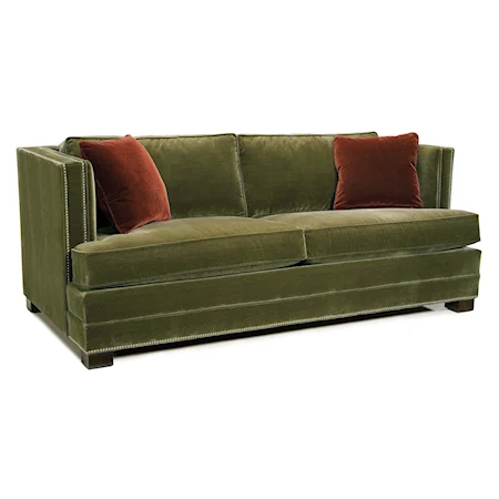 Stationary Sofa with Track Arms and Nailhead Trim